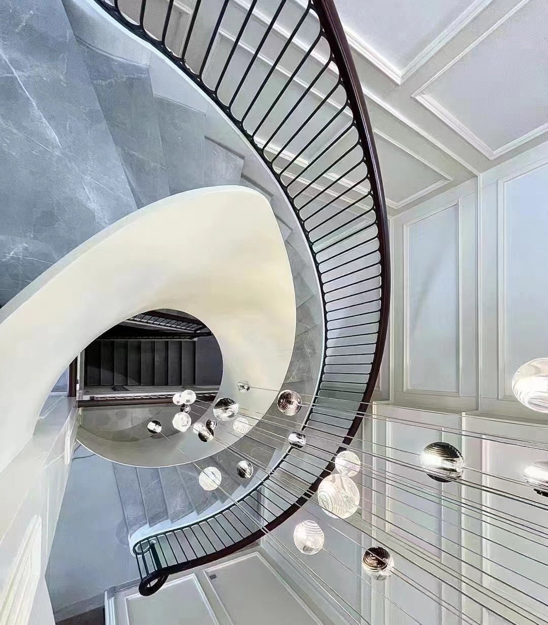 Cosmic Sphere Cascade Chandelier – Modern Glass Pendant Light for Dining Room and Living Room