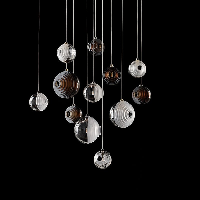 Cosmic Sphere Cascade Chandelier – Modern Glass Pendant Light for Dining Room and Living Room