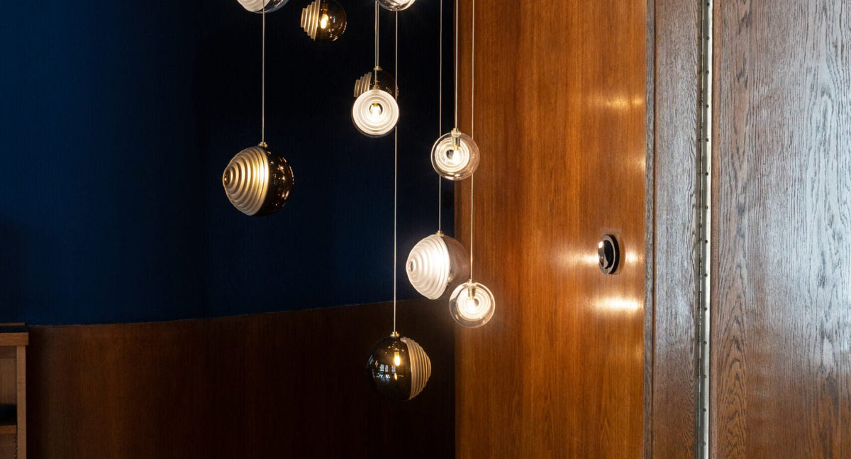 Cosmic Sphere Cascade Chandelier – Modern Glass Pendant Light for Dining Room and Living Room
