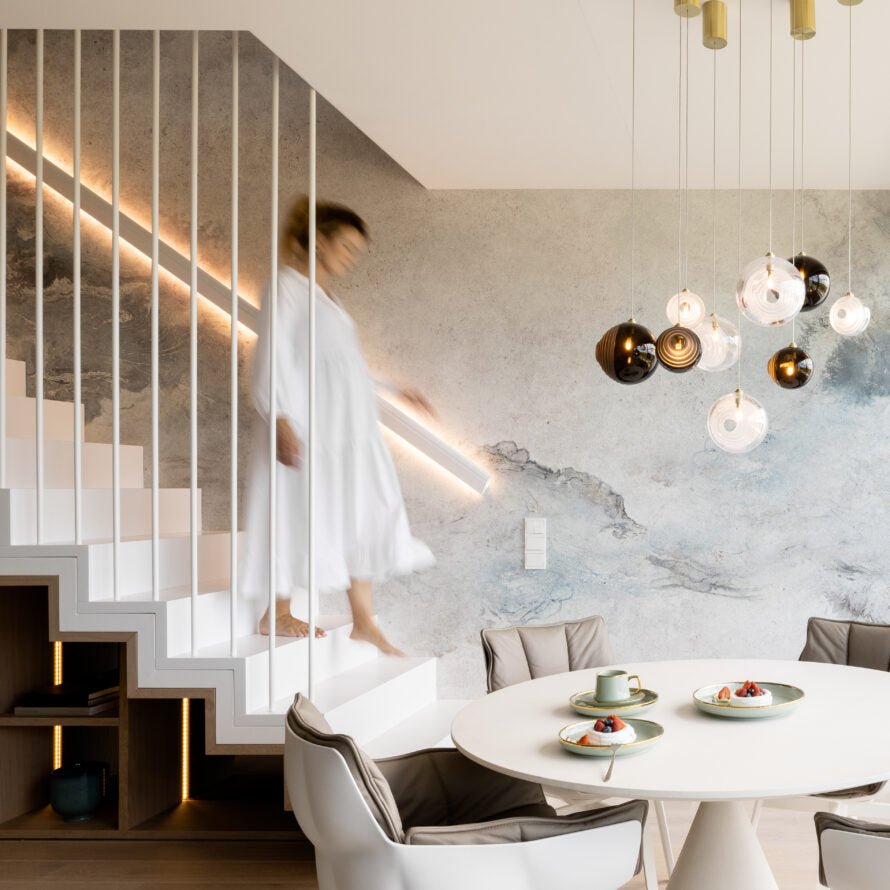 Cosmic Sphere Cascade Chandelier – Modern Glass Pendant Light for Dining Room and Living Room