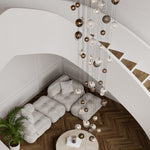 Cosmic Sphere Cascade Chandelier – Modern Glass Pendant Light for Dining Room and Living Room