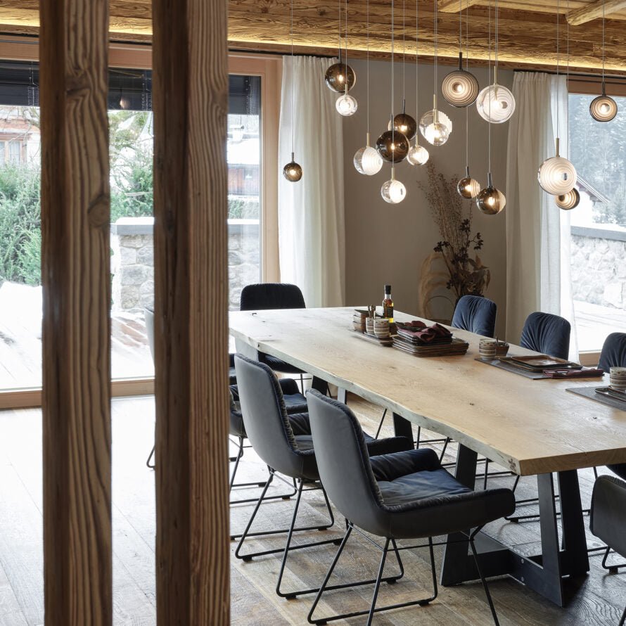 Cosmic Sphere Cascade Chandelier – Modern Glass Pendant Light for Dining Room and Living Room