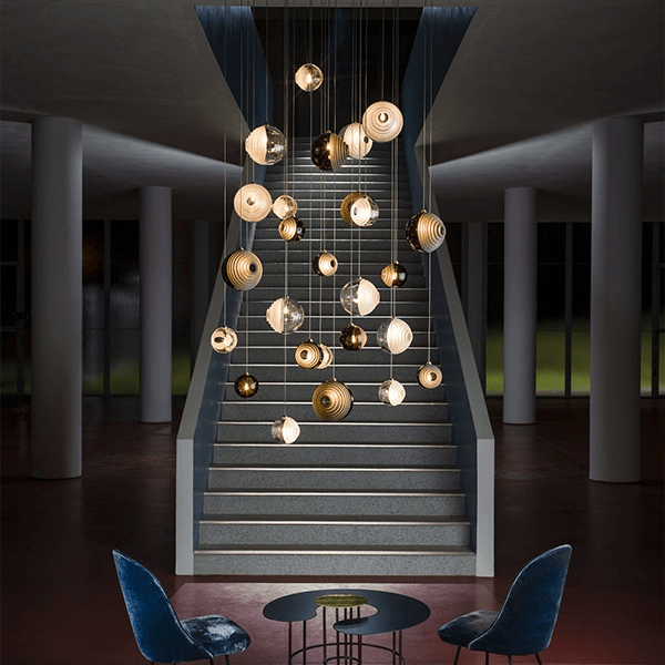 Cosmic Sphere Cascade Chandelier – Modern Glass Pendant Light for Dining Room and Living Room