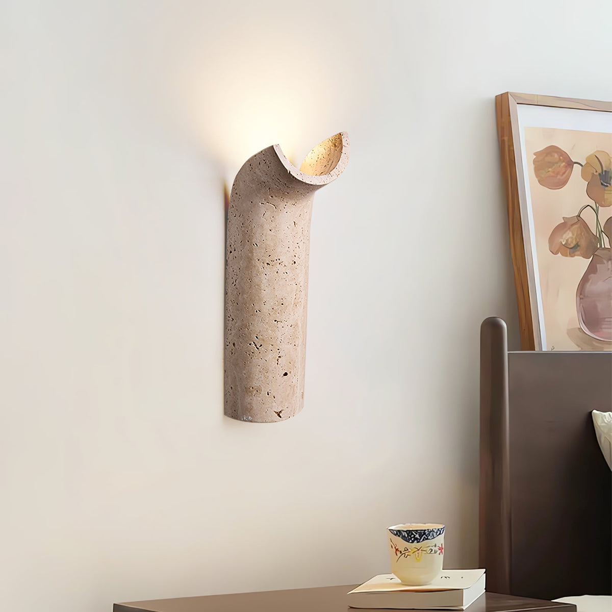 Cove Rise Travertine Wall Sconce – Modern Organic Wall Light