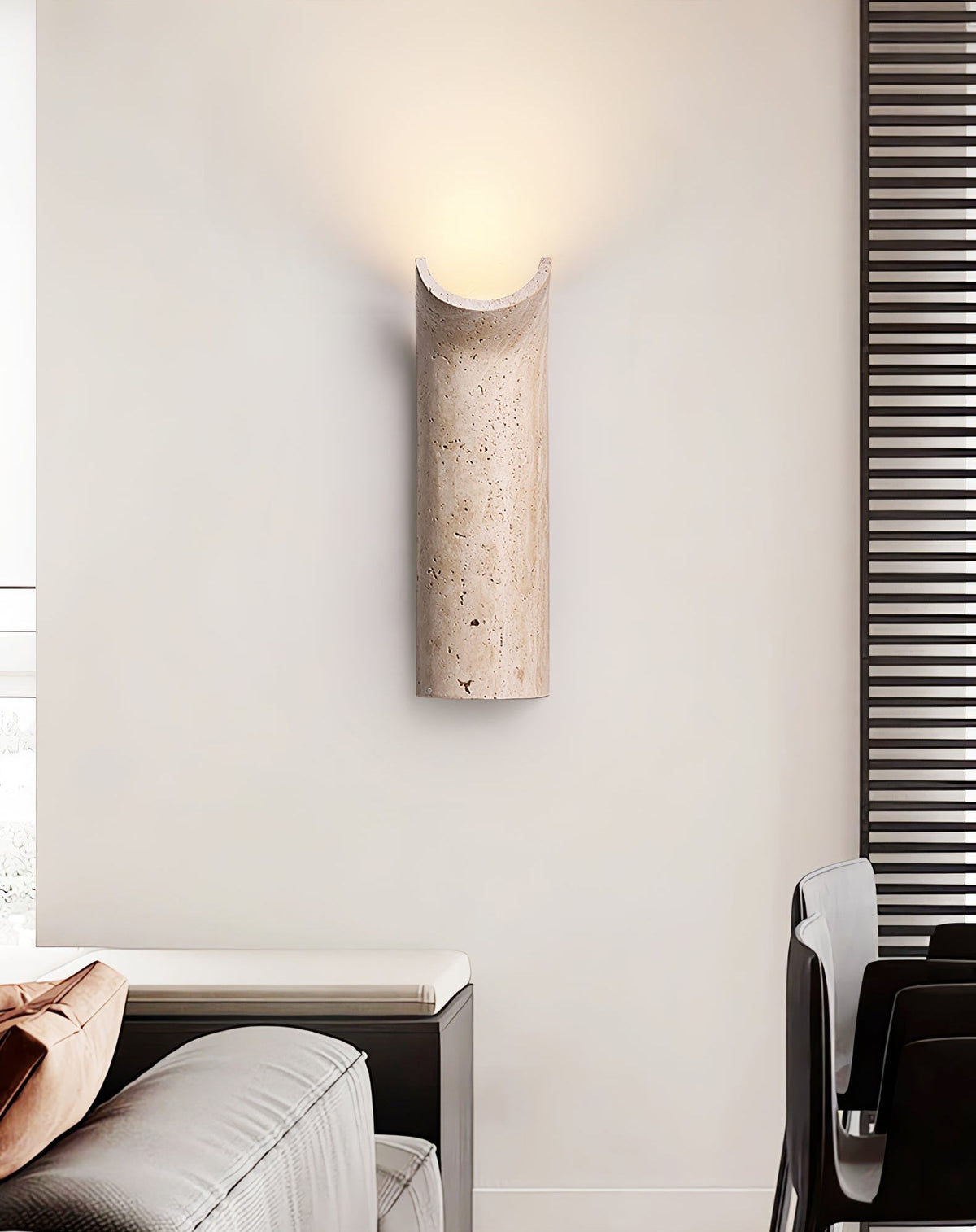 Cove Rise Travertine Wall Sconce – Modern Organic Wall Light