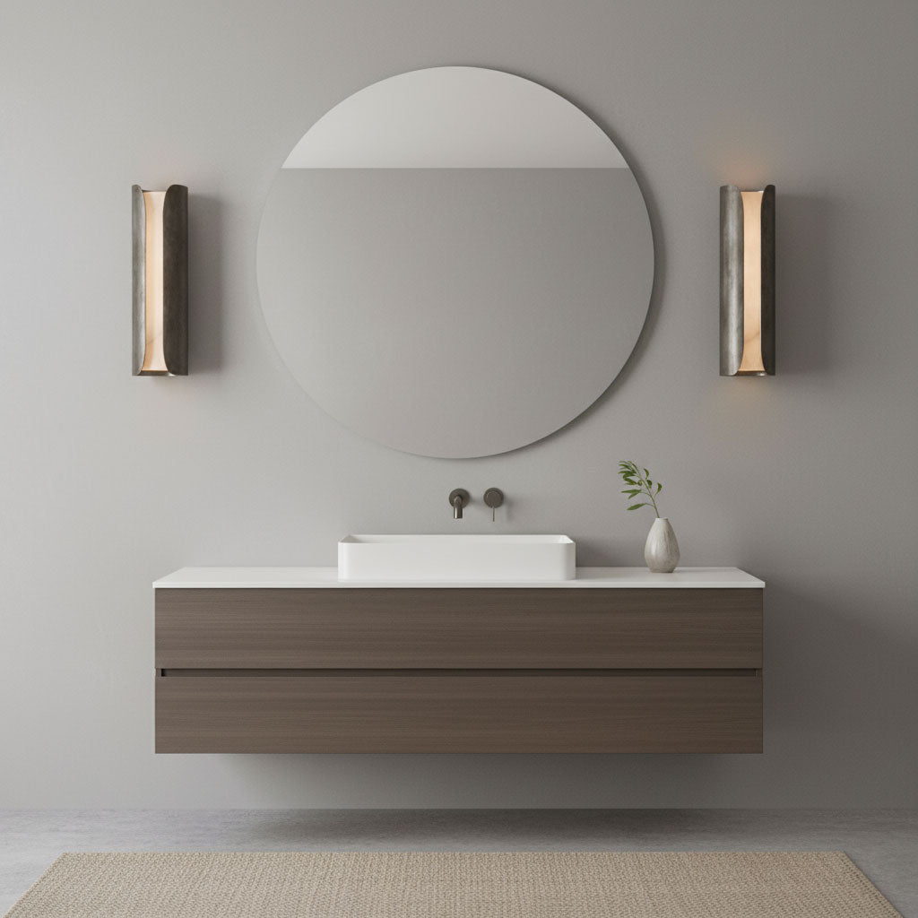 Cradled Alabaster Wall Sconce in Aged Gold | Modern LED Wall Light