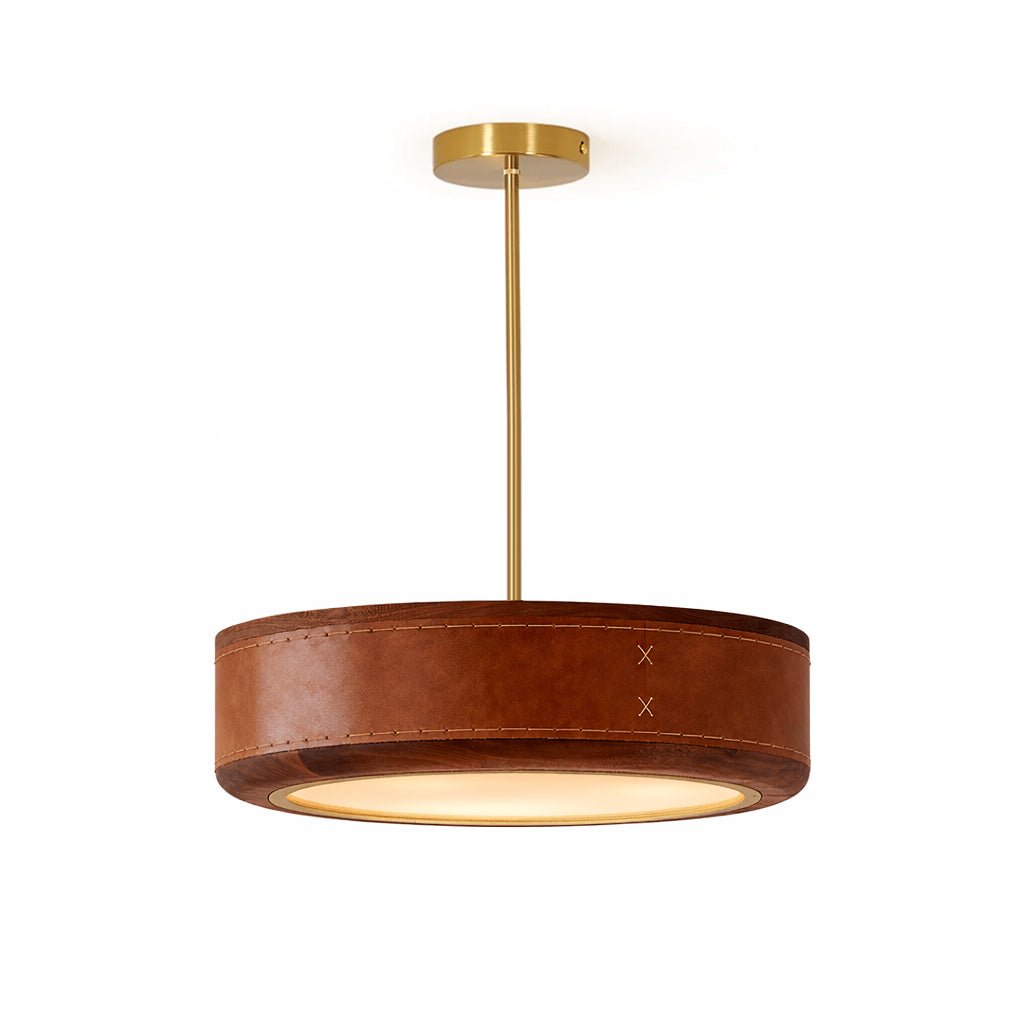 Artisan Leather Ceiling Light with Brass Accents for Modern Interiors