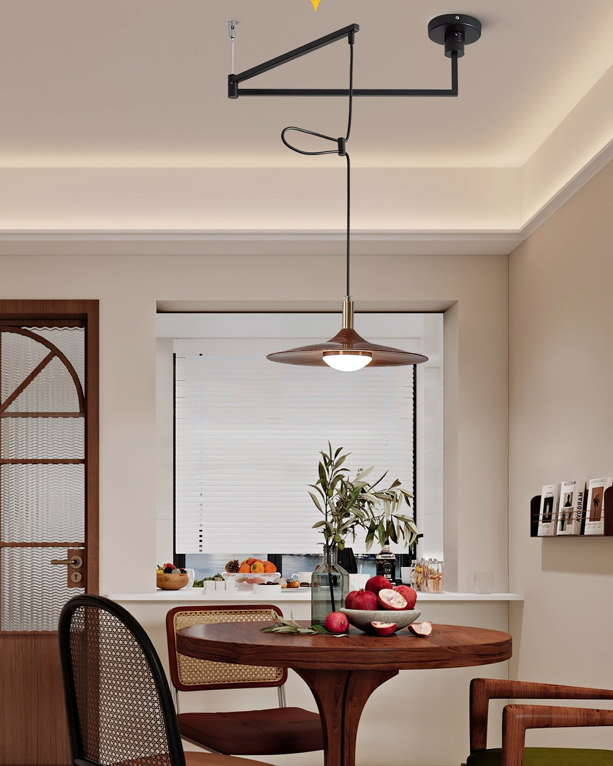 Crane Swing Arm Pendant Light – Modern LED Pendant Lamp with Brass Accents