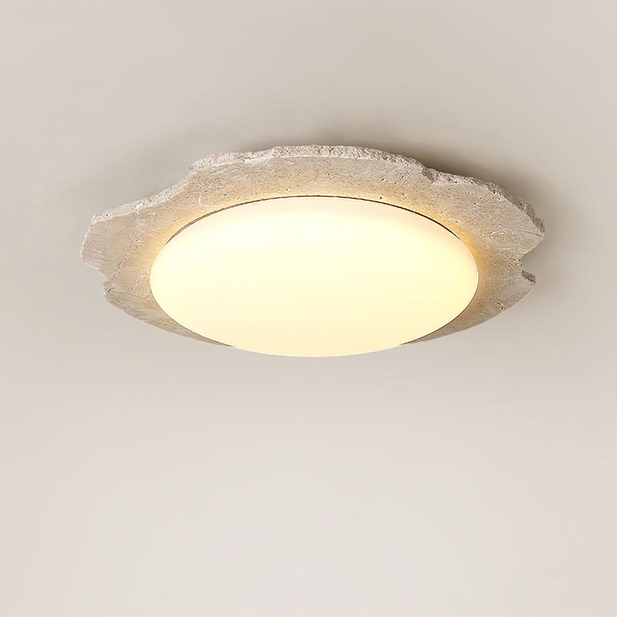 Crater Halo Travertine LED Flush Mount Ceiling Light