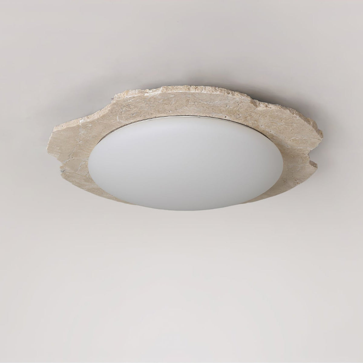 Crater Halo Travertine LED Flush Mount Ceiling Light