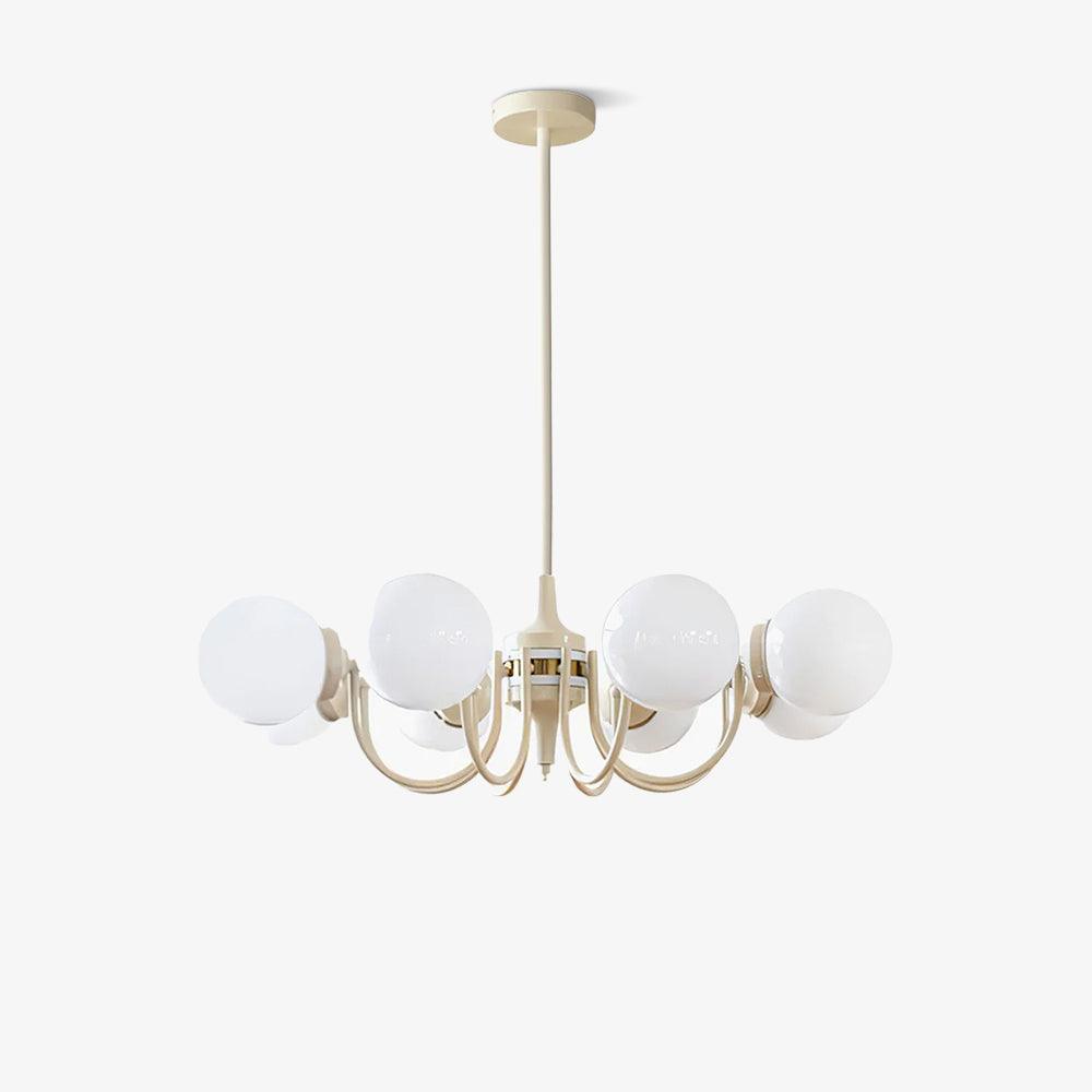 Cream Glass Ball Chandelier Modern Globe Pendant Light for Dining Room