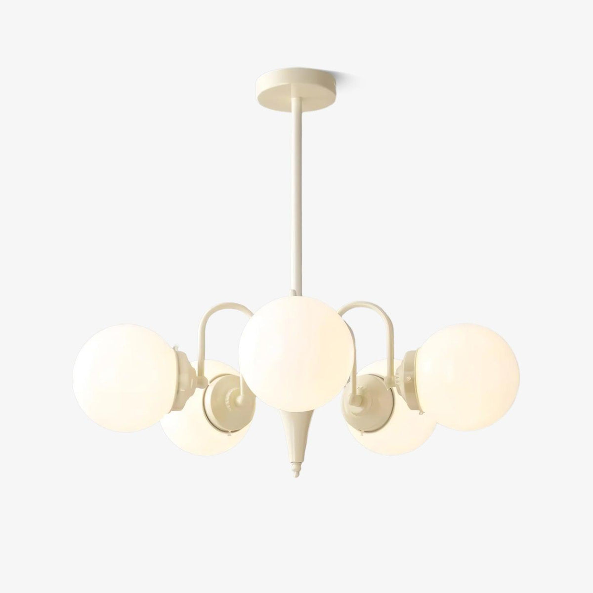Cream Glass Ball Chandelier Modern Globe Pendant Light for Dining Room