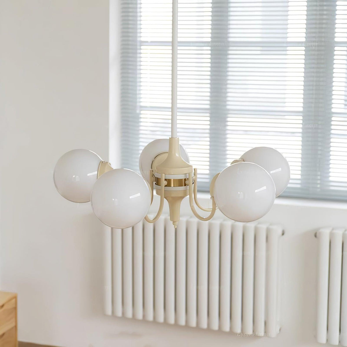 Cream Glass Ball Chandelier Modern Globe Pendant Light for Dining Room