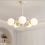 Cream Glass Ball Chandelier Modern Globe Pendant Light for Dining Room
