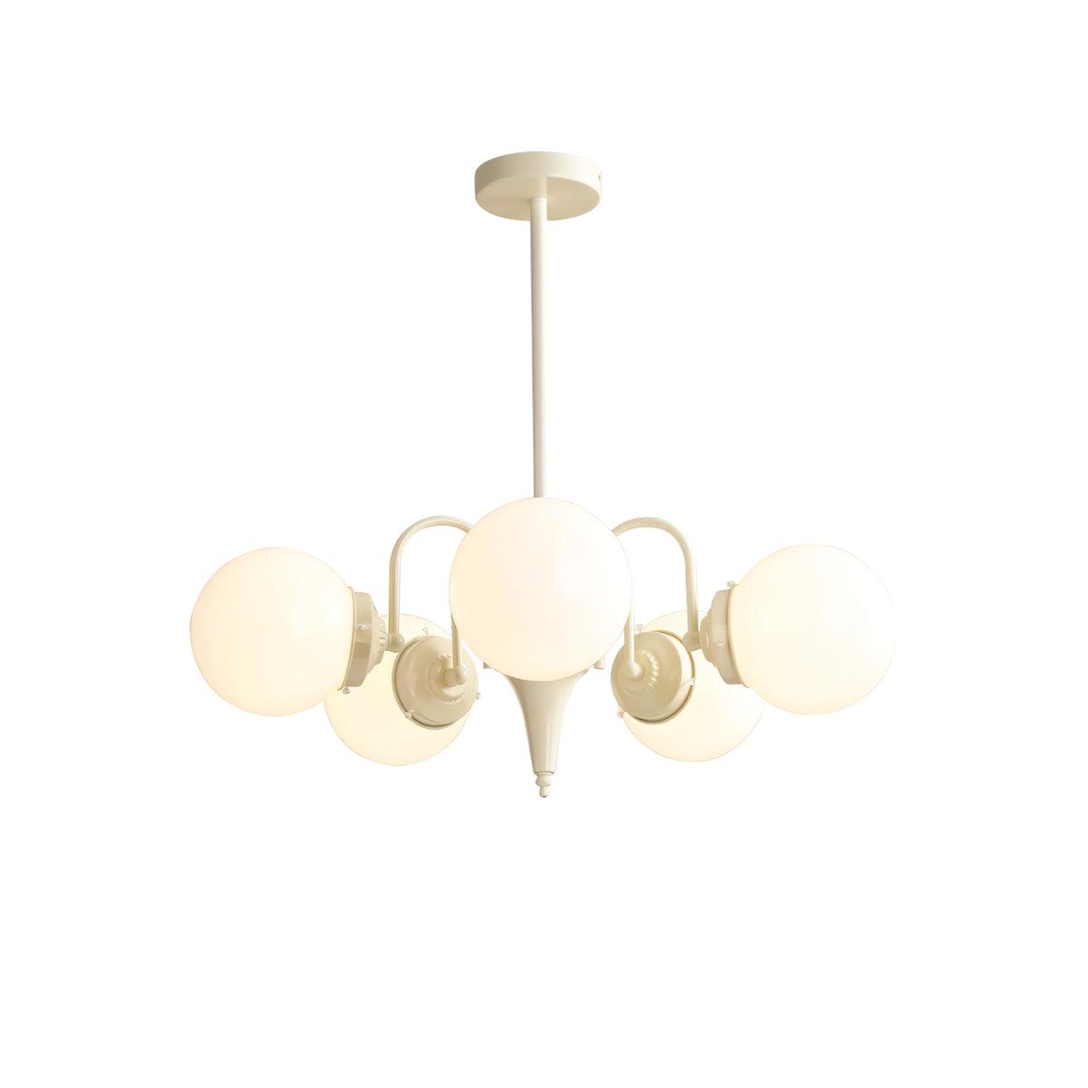 Cream Glass Ball Chandelier Modern Globe Pendant Light for Dining Room