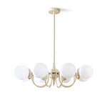 Cream Glass Ball Chandelier Modern Globe Pendant Light for Dining Room