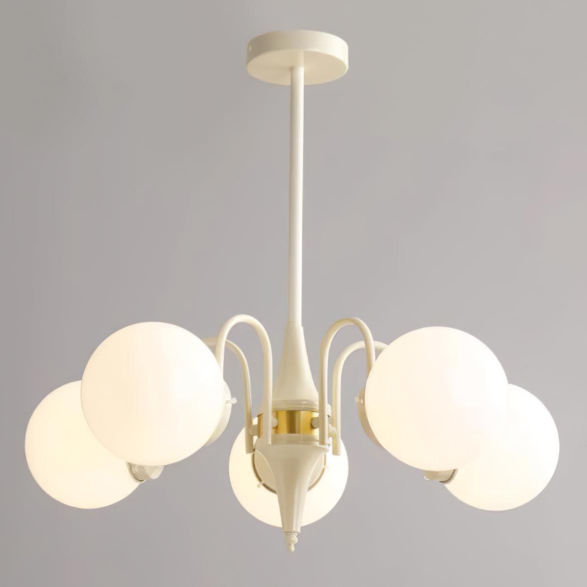 Cream Glass Ball Chandelier Modern Globe Pendant Light for Dining Room