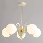 Cream Glass Ball Chandelier Modern Globe Pendant Light for Dining Room