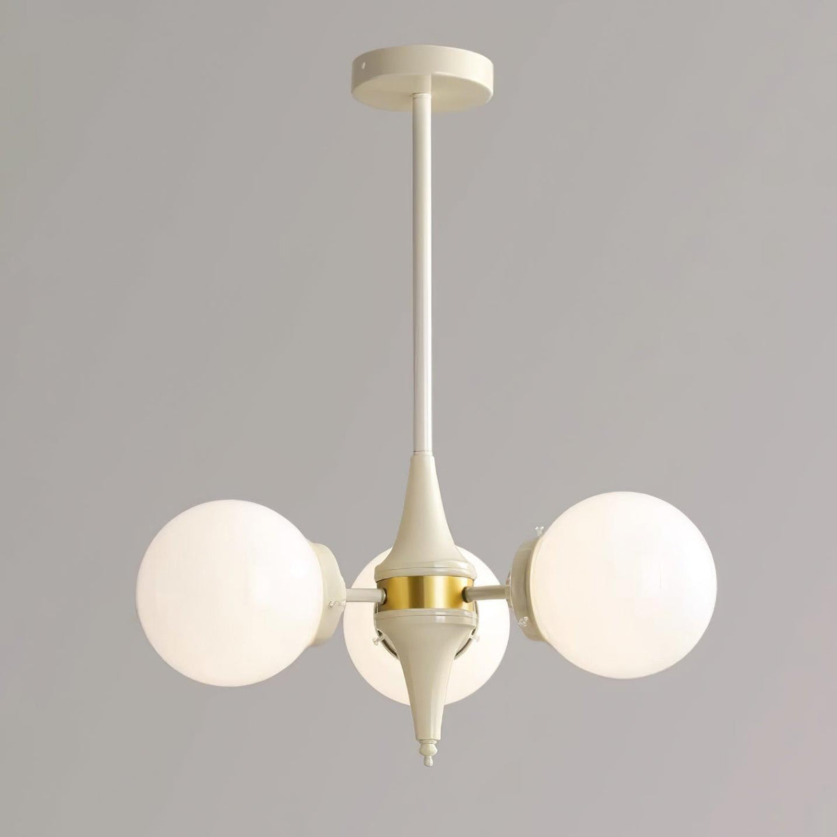 Cream Glass Ball Chandelier Modern Globe Pendant Light for Dining Room