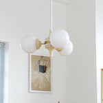 Cream Glass Ball Chandelier Modern Globe Pendant Light for Dining Room