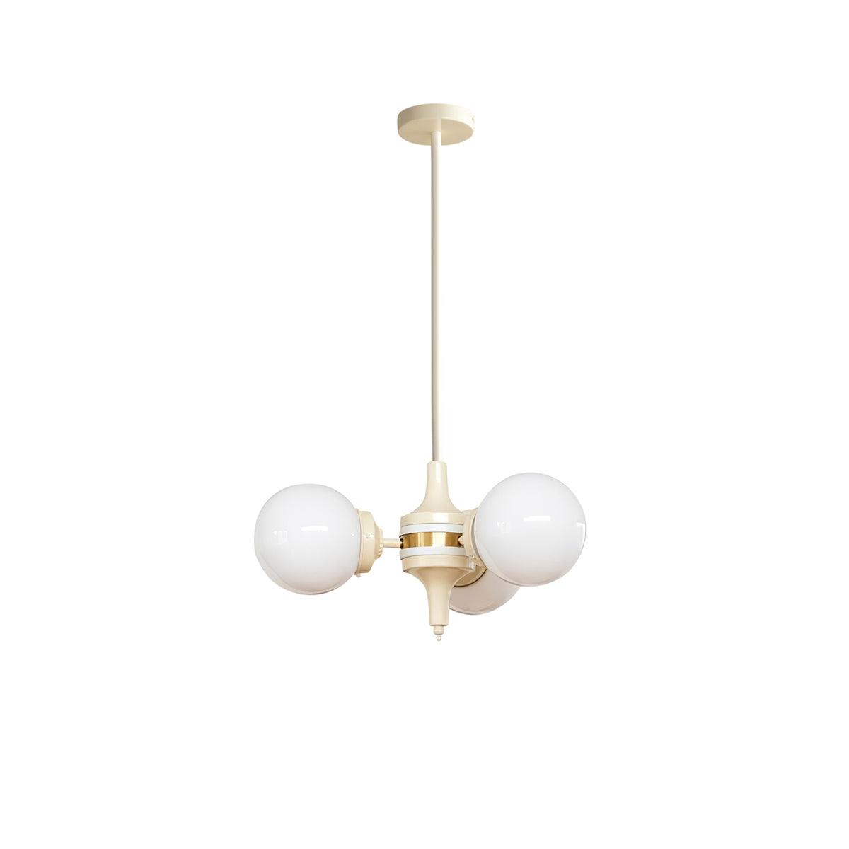 Cream Glass Ball Chandelier Modern Globe Pendant Light for Dining Room
