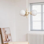 Cream Glass Ball Chandelier Modern Globe Pendant Light for Dining Room