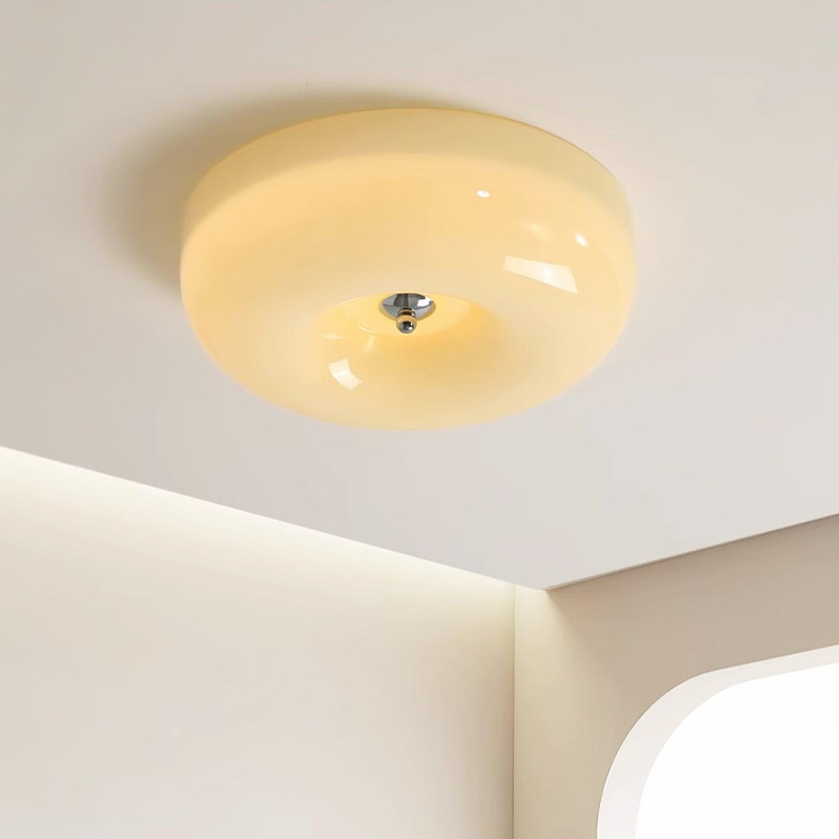 Swirl Glass Flush Mount Ceiling Light, Modern LED Semi-Flush Lamp for Living Room & Bedroom