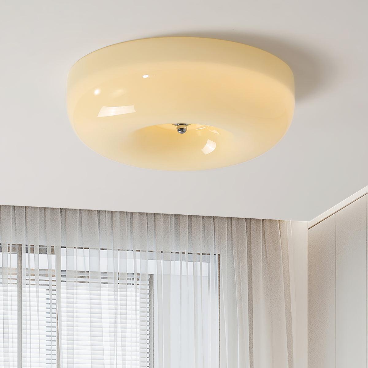 Swirl Glass Flush Mount Ceiling Light, Modern LED Semi-Flush Lamp for Living Room & Bedroom