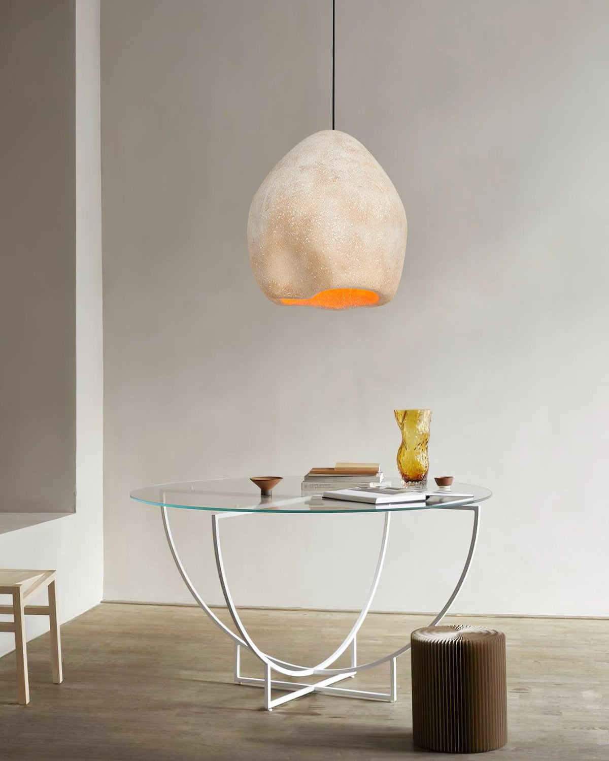 Crete Modern Pendant Light – Sculptural Cream White Ceiling Lamp for Dining & Living Spaces