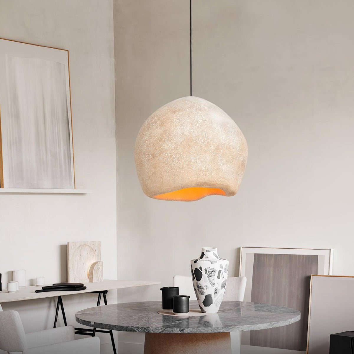 Crete Modern Pendant Light – Sculptural Cream White Ceiling Lamp for Dining & Living Spaces