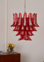 Crimson Glass Petals Chandelier – Murano Style Modern Chandelier for Dining Room and Living Room