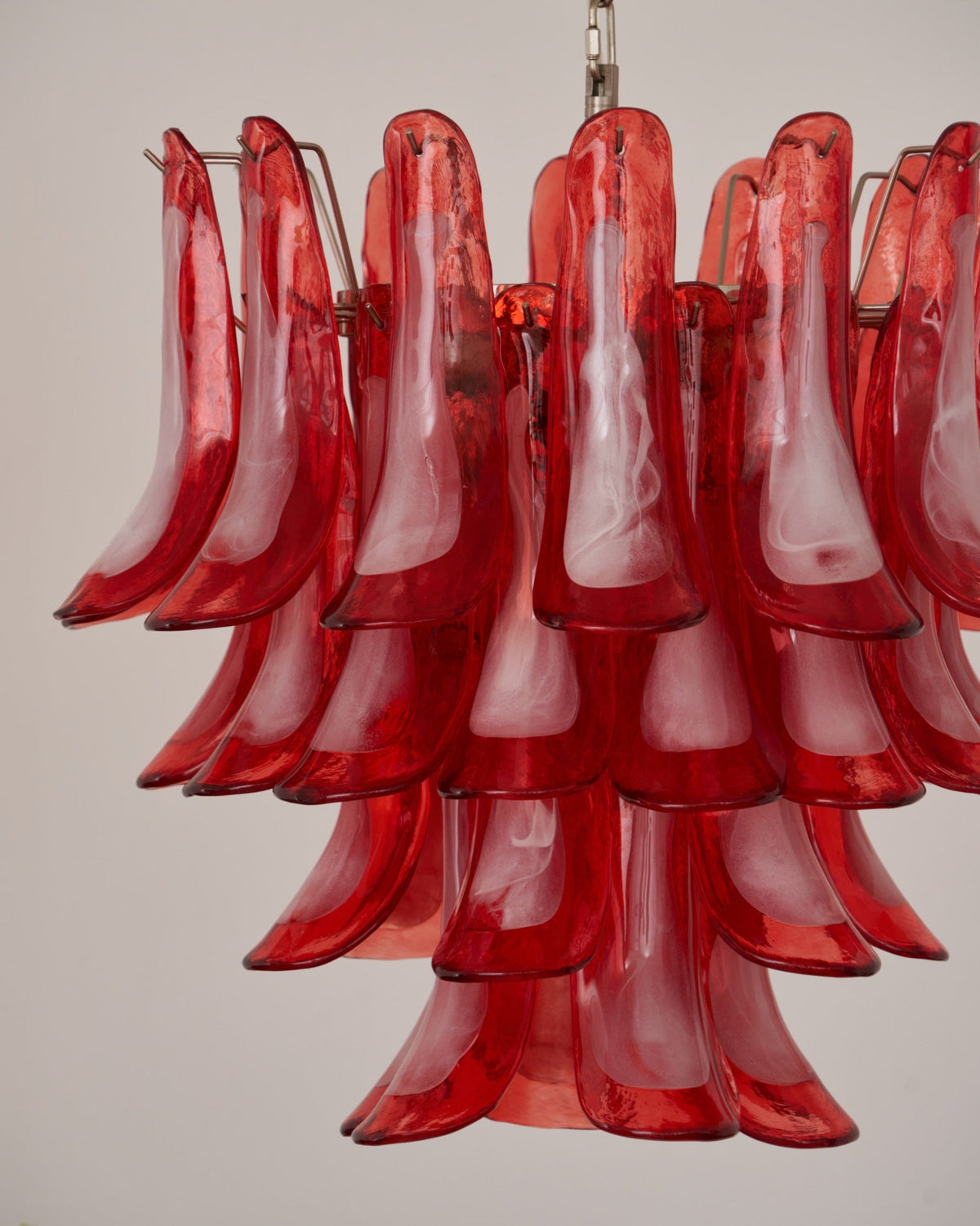 Crimson Glass Petals Chandelier – Murano Style Modern Chandelier for Dining Room and Living Room