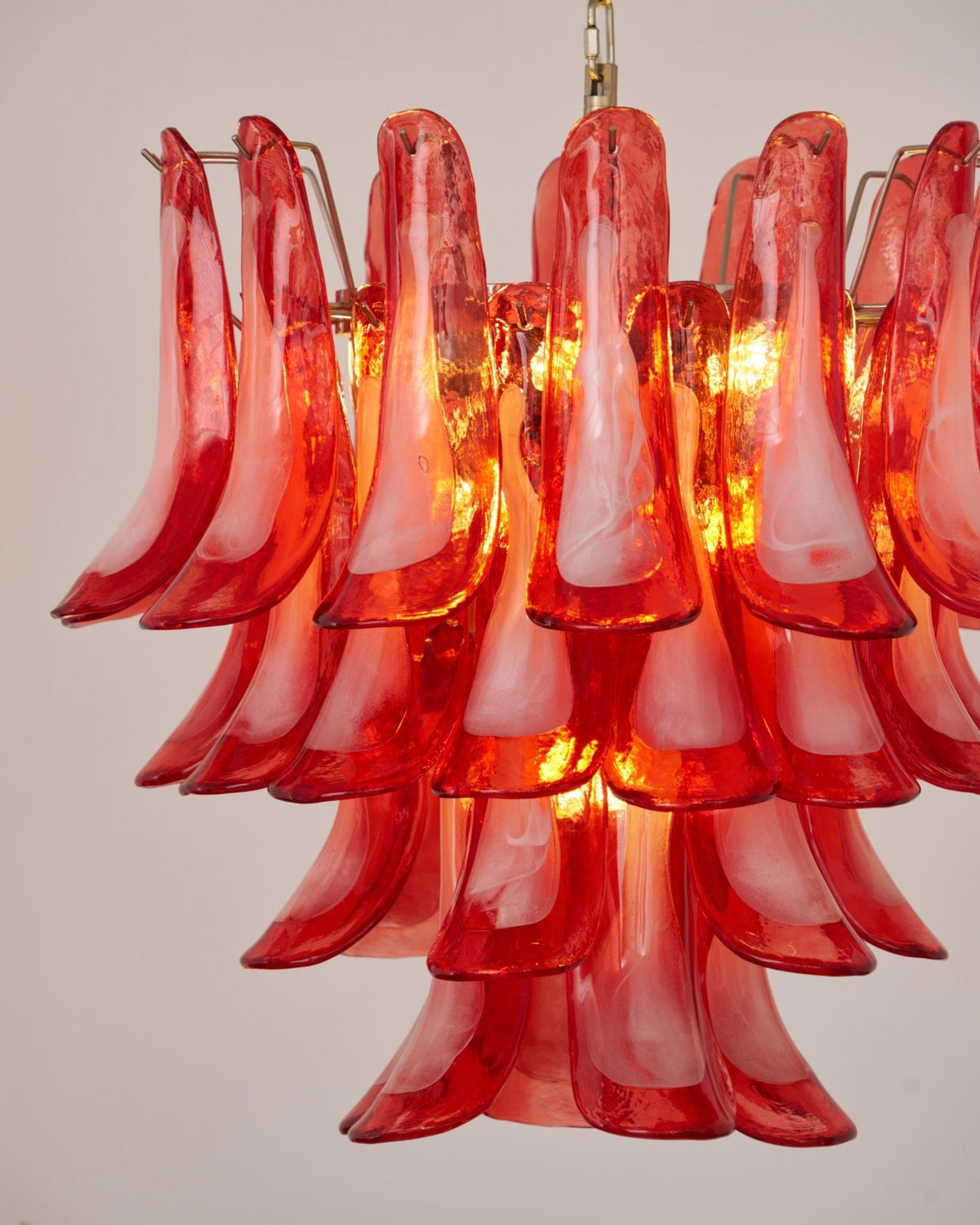 Crimson Glass Petals Chandelier – Murano Style Modern Chandelier for Dining Room and Living Room