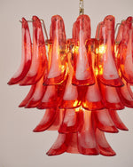 Crimson Glass Petals Chandelier – Murano Style Modern Chandelier for Dining Room and Living Room