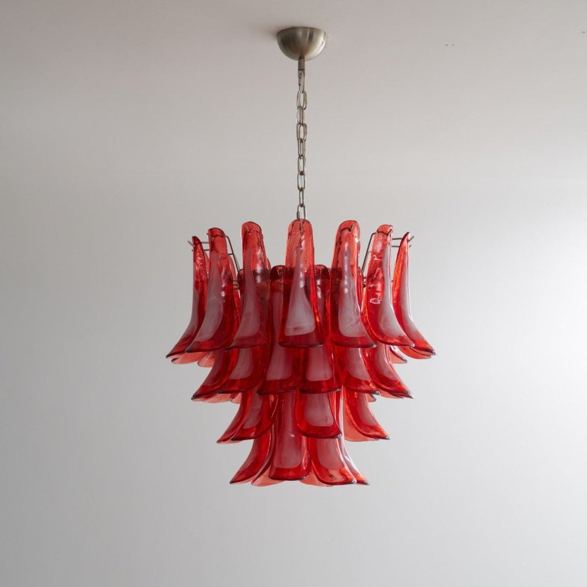 Crimson Glass Petals Chandelier – Murano Style Modern Chandelier for Dining Room and Living Room