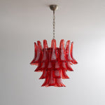 Crimson Glass Petals Chandelier – Murano Style Modern Chandelier for Dining Room and Living Room
