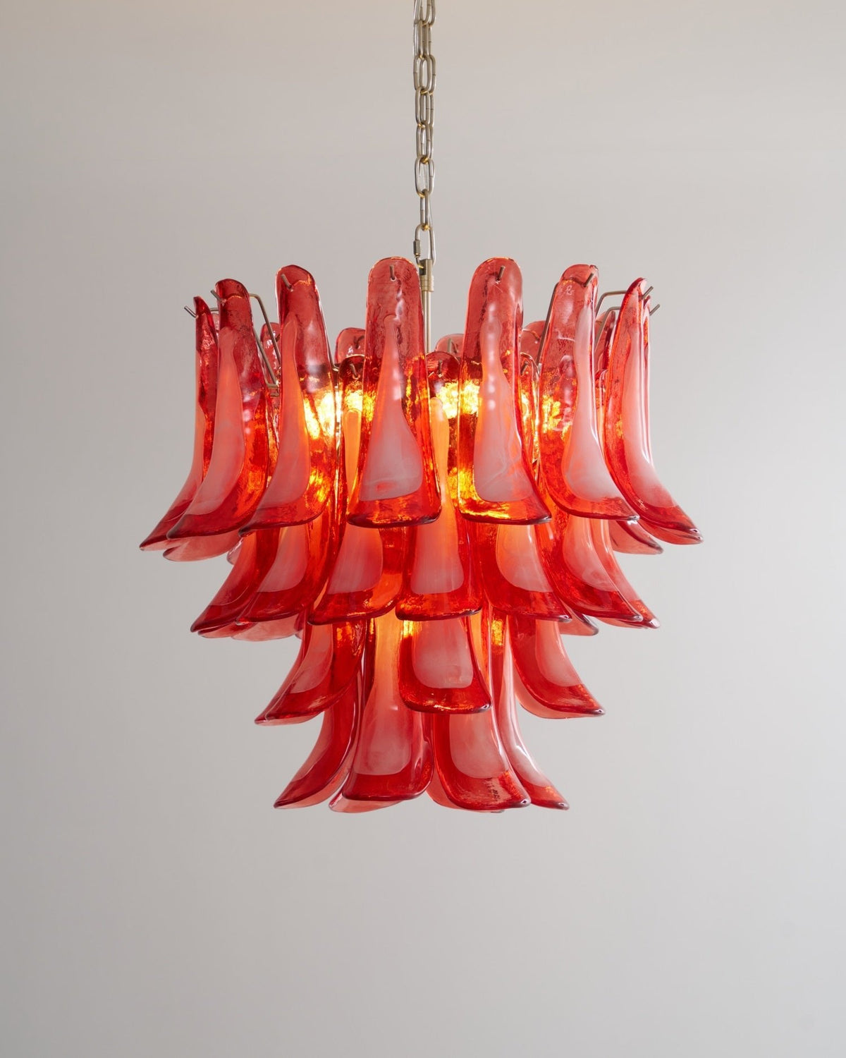 Crimson Glass Petals Chandelier – Murano Style Modern Chandelier for Dining Room and Living Room