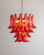 Crimson Glass Petals Chandelier – Murano Style Modern Chandelier for Dining Room and Living Room