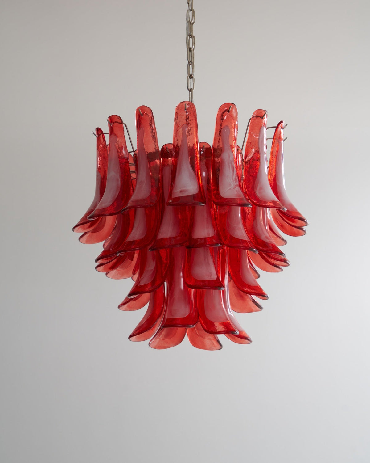 Crimson Glass Petals Chandelier – Murano Style Modern Chandelier for Dining Room and Living Room