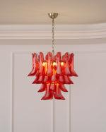 Crimson Glass Petals Chandelier – Murano Style Modern Chandelier for Dining Room and Living Room