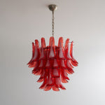 Crimson Glass Petals Chandelier – Murano Style Modern Chandelier for Dining Room and Living Room