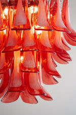 Crimson Glass Petals Chandelier – Murano Style Modern Chandelier for Dining Room and Living Room