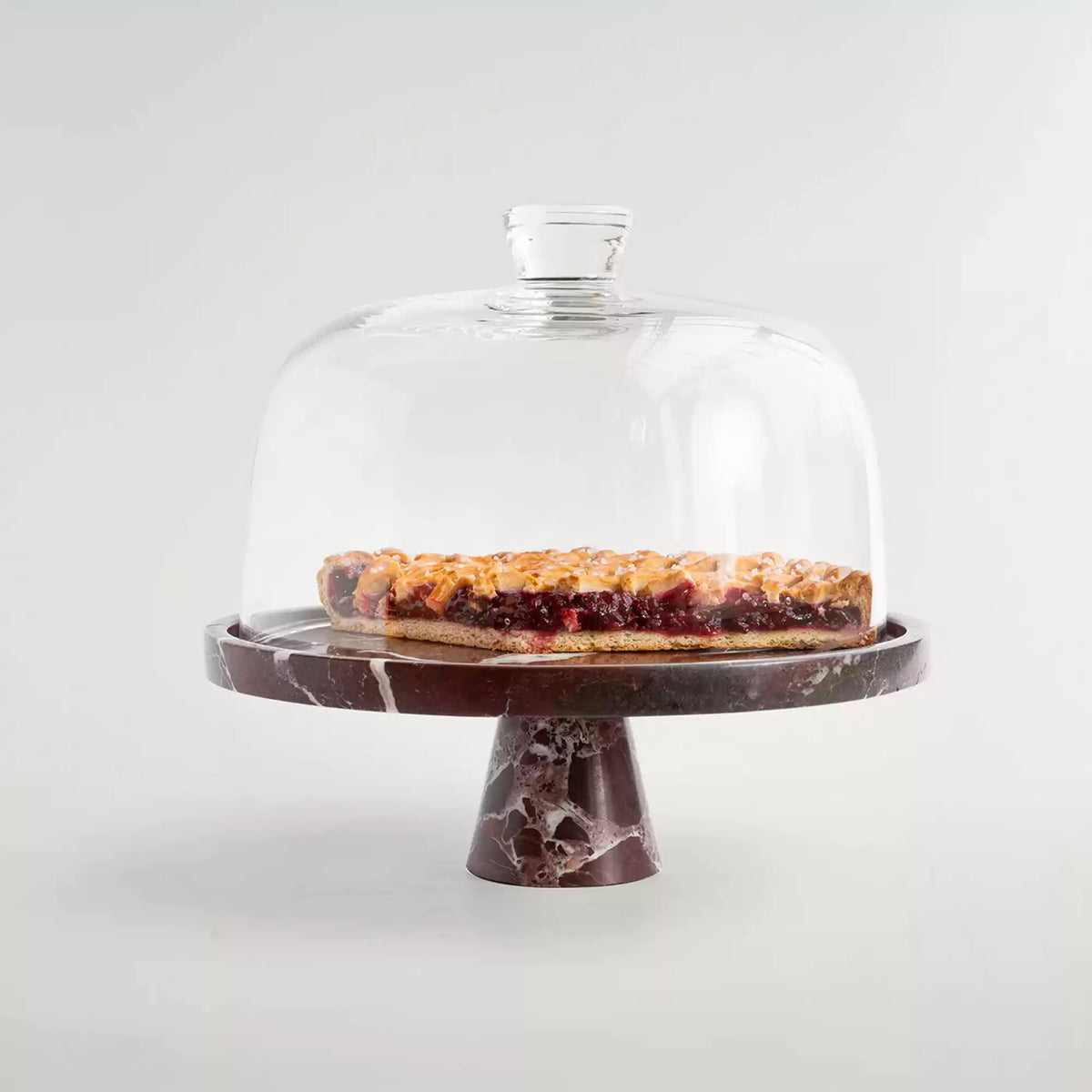 Crimson Marquina Marble Pedestal Tray – Sculptural Tabletop Decor