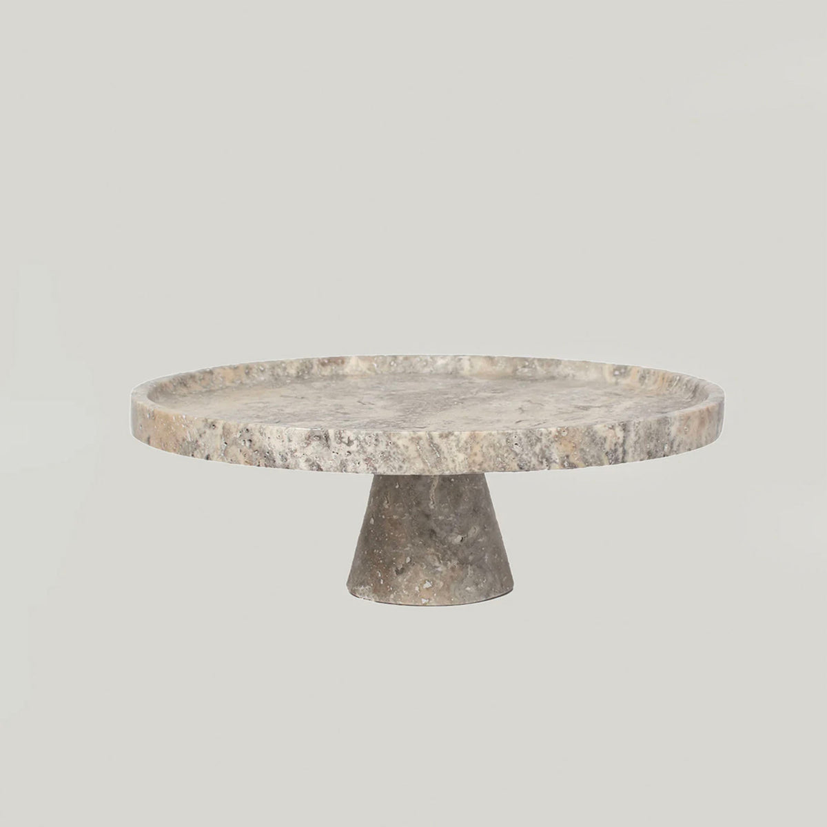 Crimson Marquina Marble Pedestal Tray – Sculptural Tabletop Decor