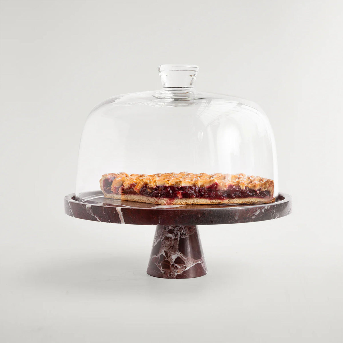 Crimson Marquina Marble Pedestal Tray – Sculptural Tabletop Decor
