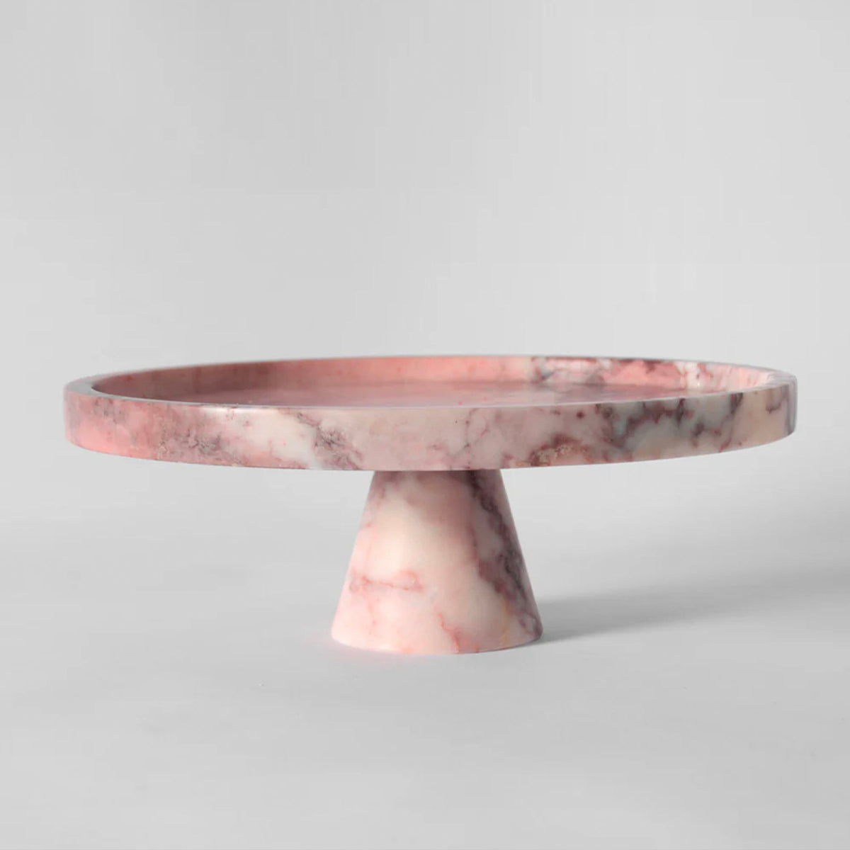 Crimson Marquina Marble Pedestal Tray – Sculptural Tabletop Decor