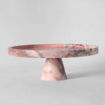 Crimson Marquina Marble Pedestal Tray – Sculptural Tabletop Decor
