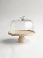 Crimson Marquina Marble Pedestal Tray – Sculptural Tabletop Decor