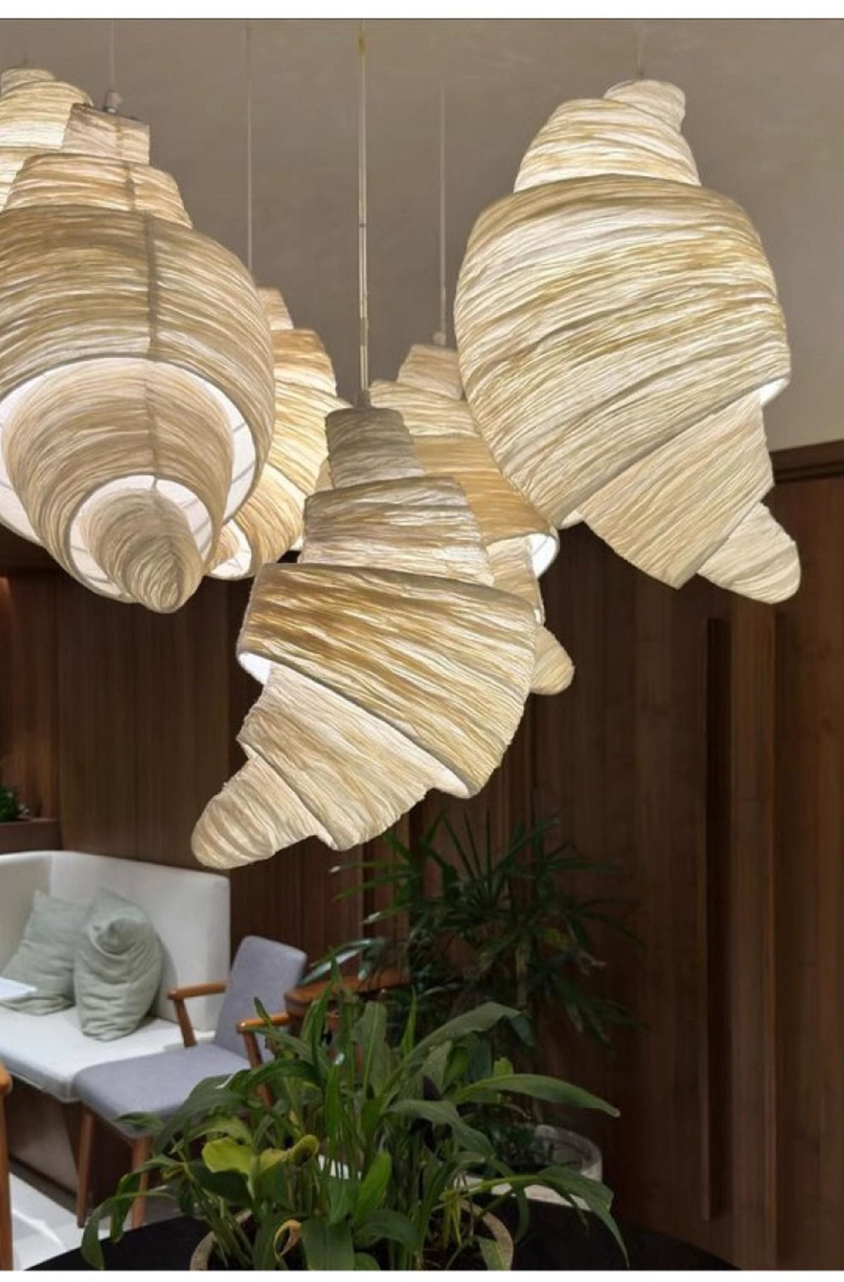 Croissant Fabric Pendant Light – Sculptural Beige Pendant for Modern Interiors