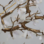 Crushed Stone Chandelier in Natural White with Brass Accents